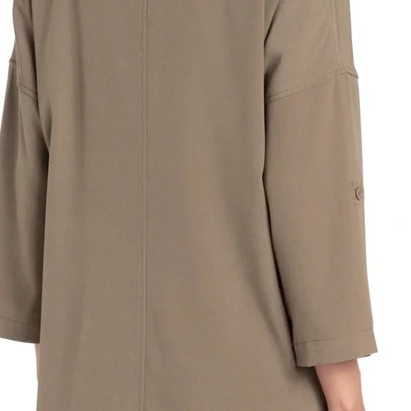 Max Studio Green Trench Coat with Notched Lapels - Picture 4 of 6